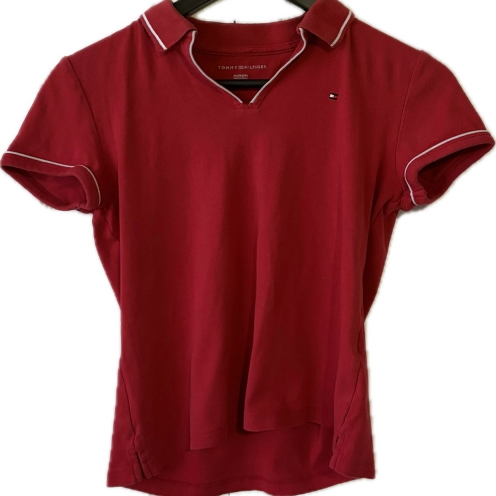 Tommy Hilfiger Red Fitted Polo T-Shirt